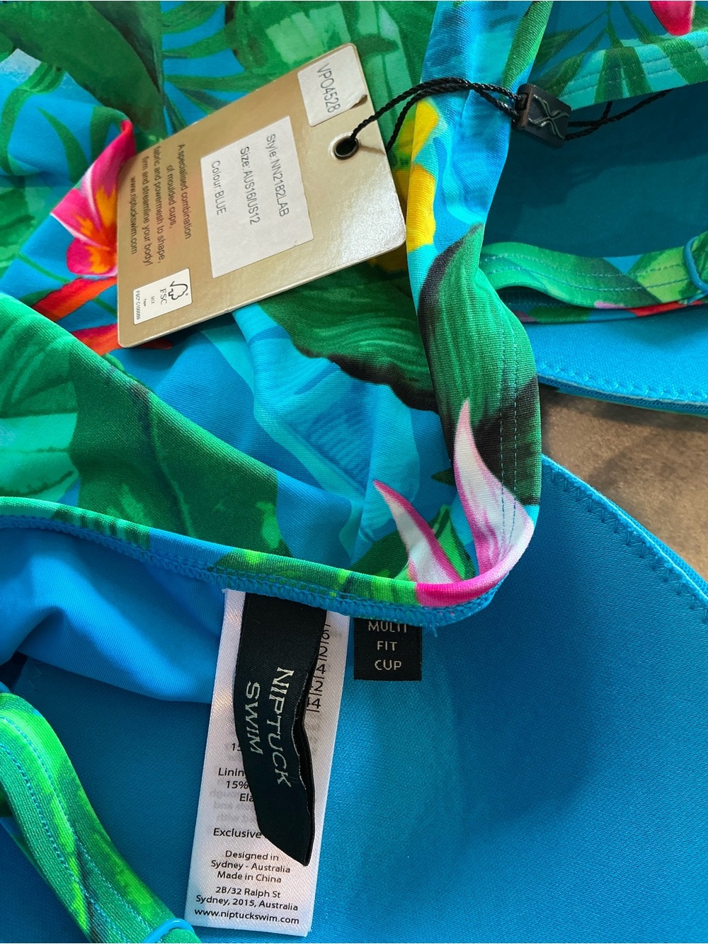 Nip Tuck 2pc Tropical V-Neck Tankini Swimsuit Set in Blue-Green Floral - Picture 8 of 13